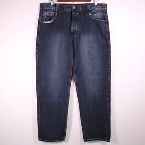 Jinzu Jeans Men 38x32 Dark Blue Baggy Y2K Streetwear Skater Grunge Loose Hip Hop